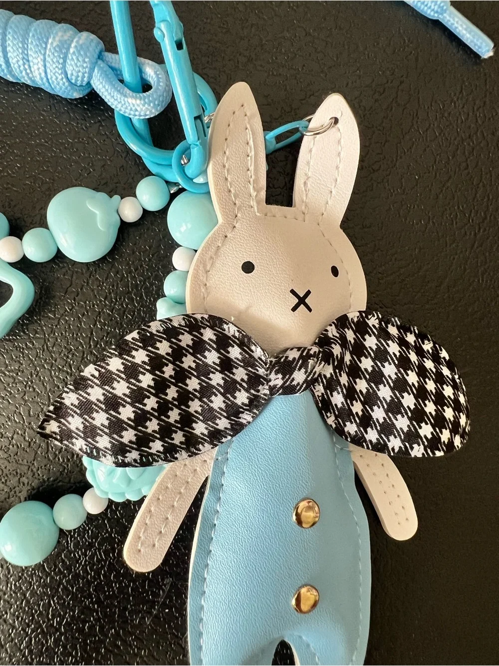 Blue Bunny Bag Charm & Beaded Wristlet Set